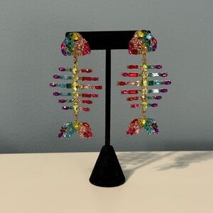 Colorful Fishbone Drop Earrings